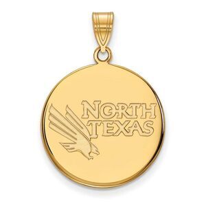 14k Gold Plated Silver North Texas Large Disc Pendant